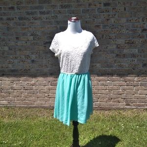 Rue21 lace mini swing dress turquoise and white